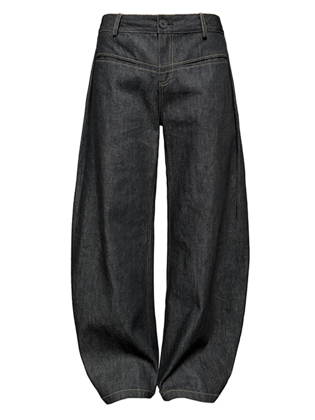 Low-Rise Curved Raw Denim Jeans