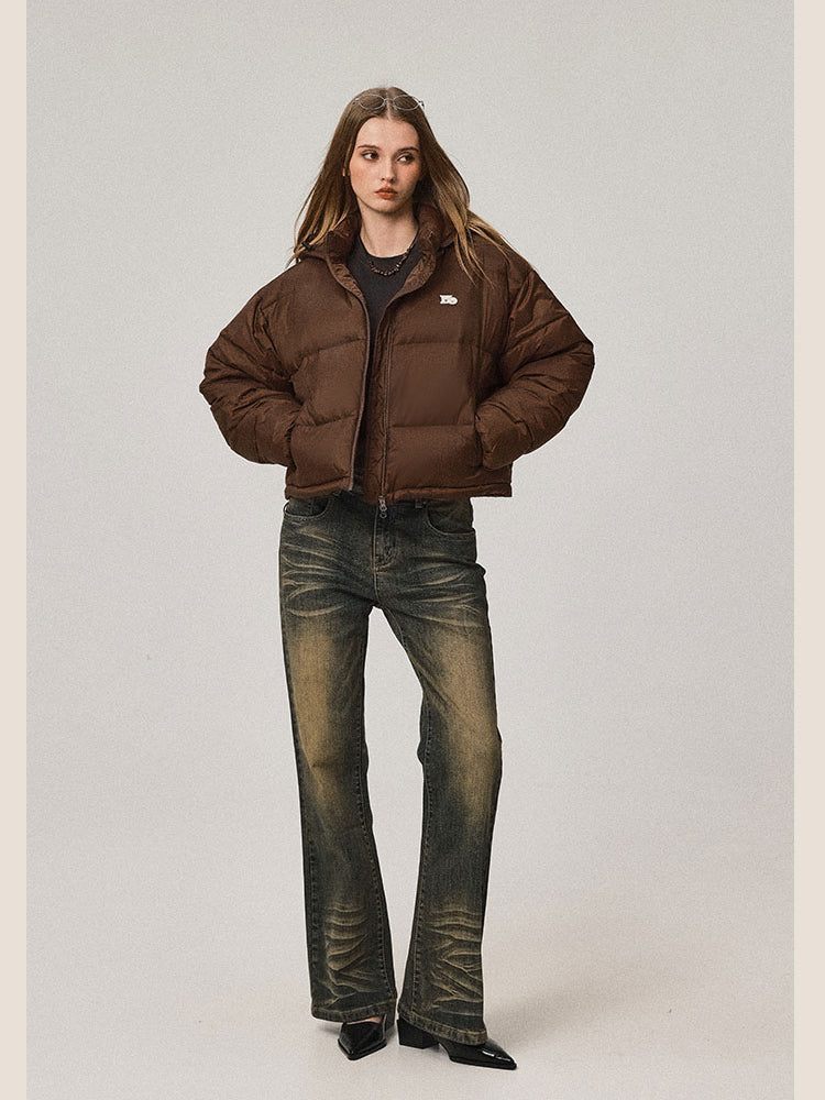 Stand Collar Hooded Short Down Jacket
