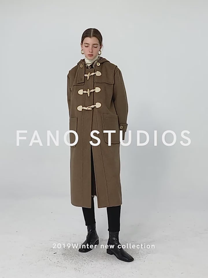 Winter Thicken College Style Hooded Mid-Length Melton Wool Coat