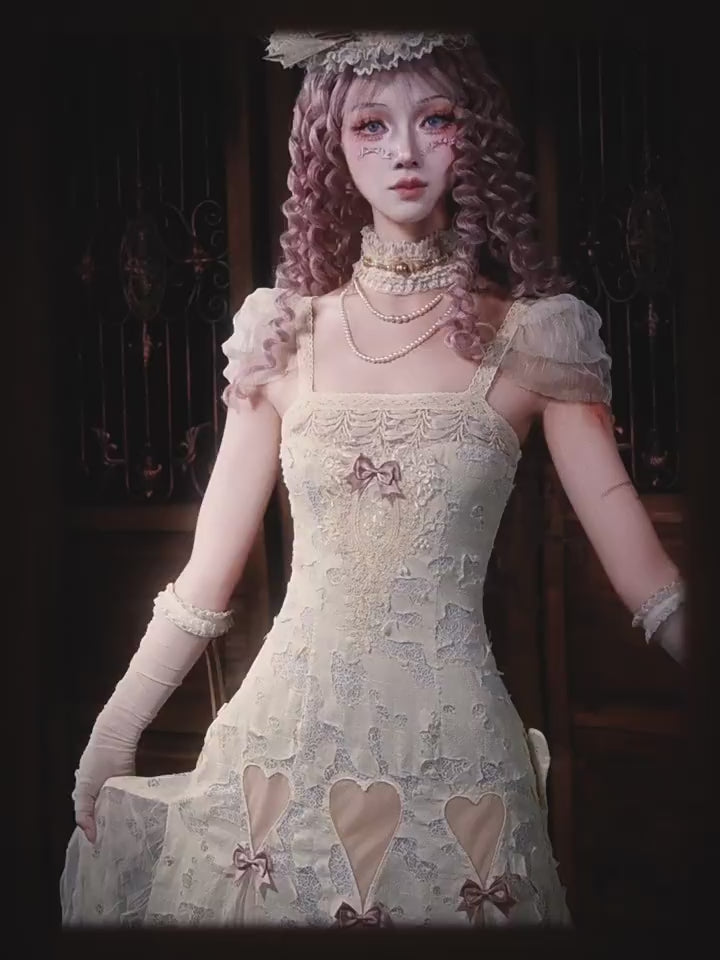 Vintage Lace Heart Cutout Gown