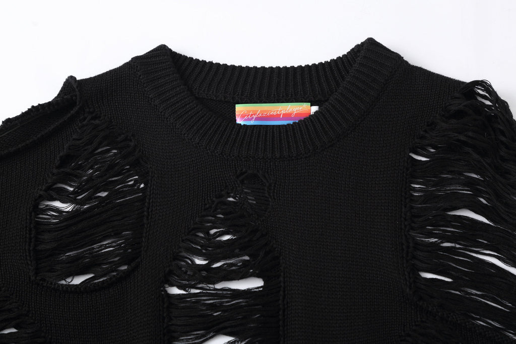Distressed Oversized Knit Sweater
