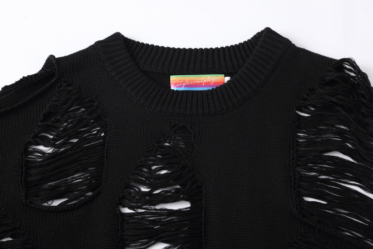 Distressed Oversized Knit Sweater