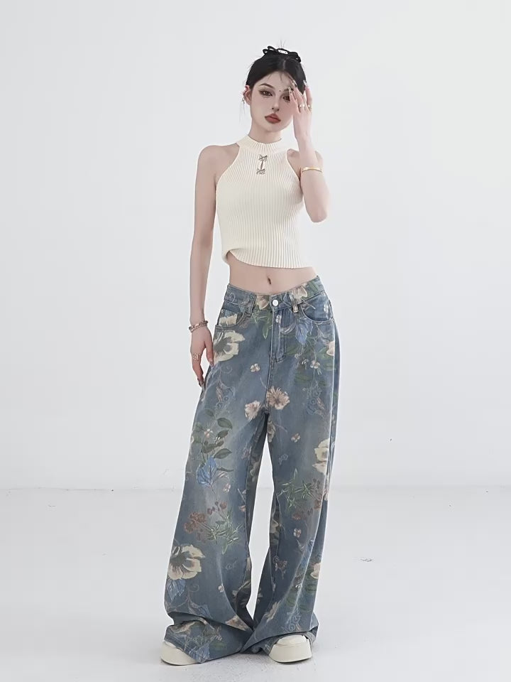 Blooming Botanica Floral Wide-Leg Jeans