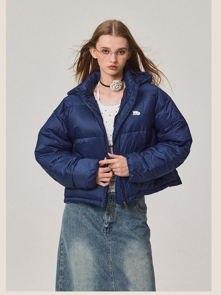 Stand Collar Hooded Short Down Jacket