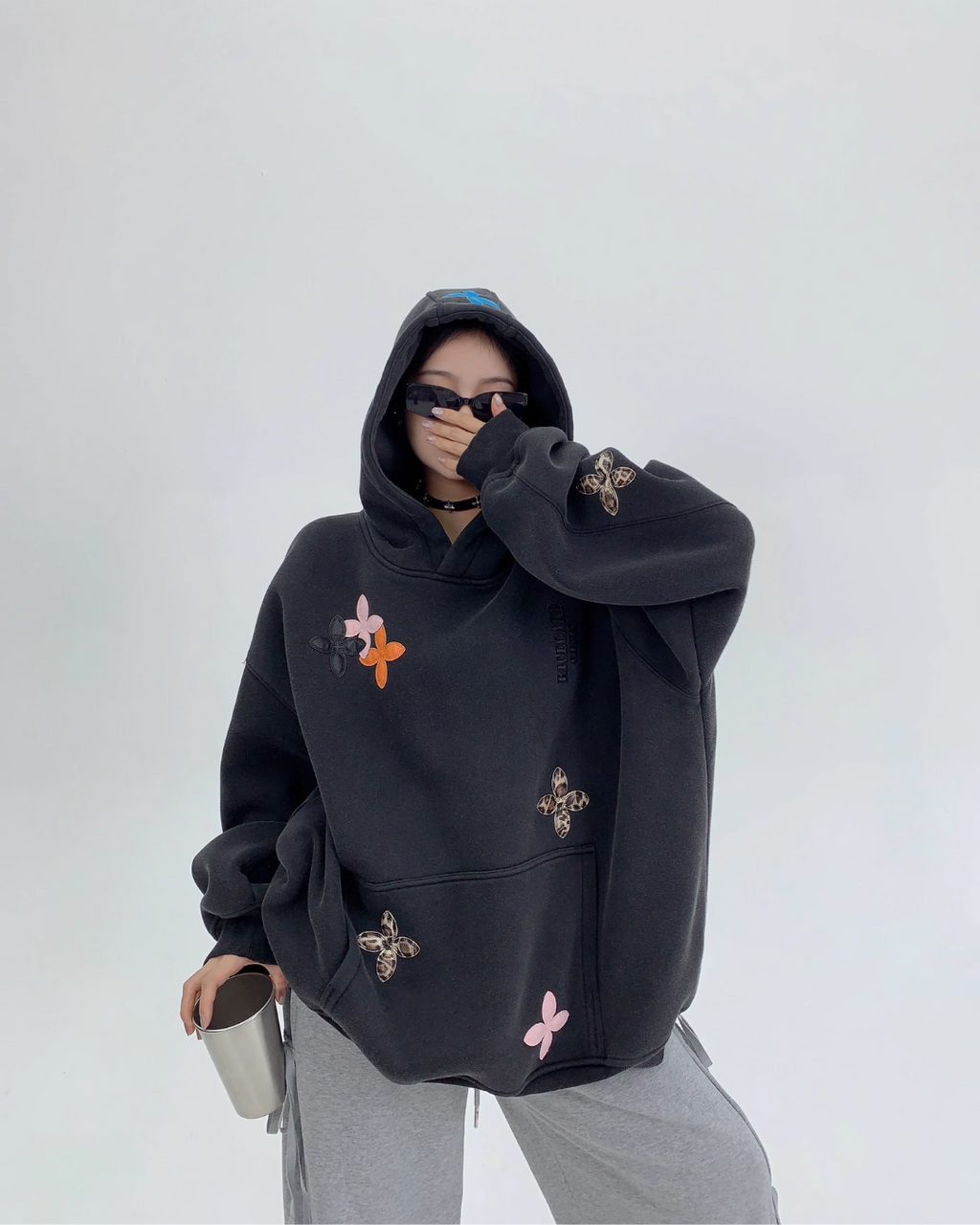 Midnight Bloom Oversized Petal Hoodie