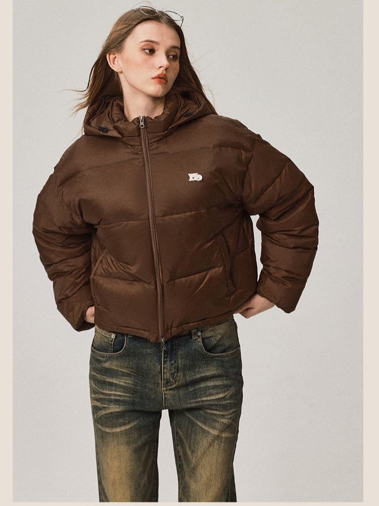 Stand Collar Hooded Short Down Jacket