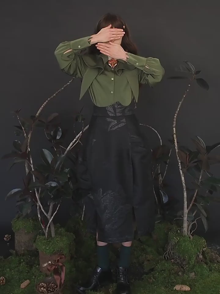 Fox Charm Ruffle Blouse
