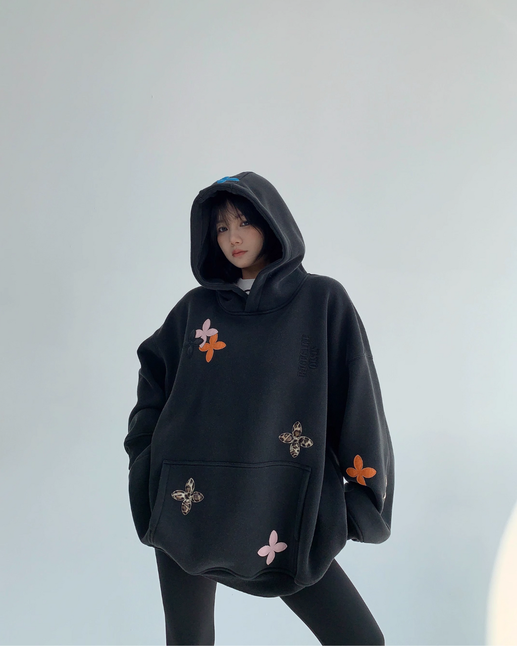 Midnight Bloom Oversized Petal Hoodie