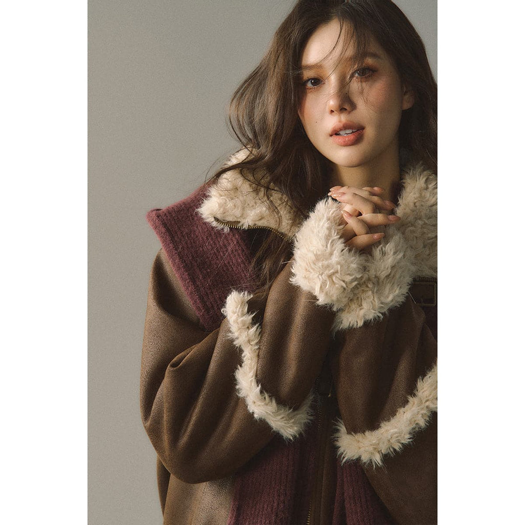 Reversible Suede Patchwork Jacket - 2-in-1 Premium Outerwear with Dual Designs