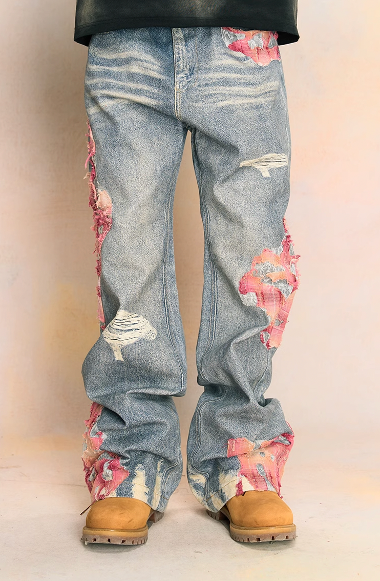 YAD Crew Lace-Embroidered Wide-Leg Jeans