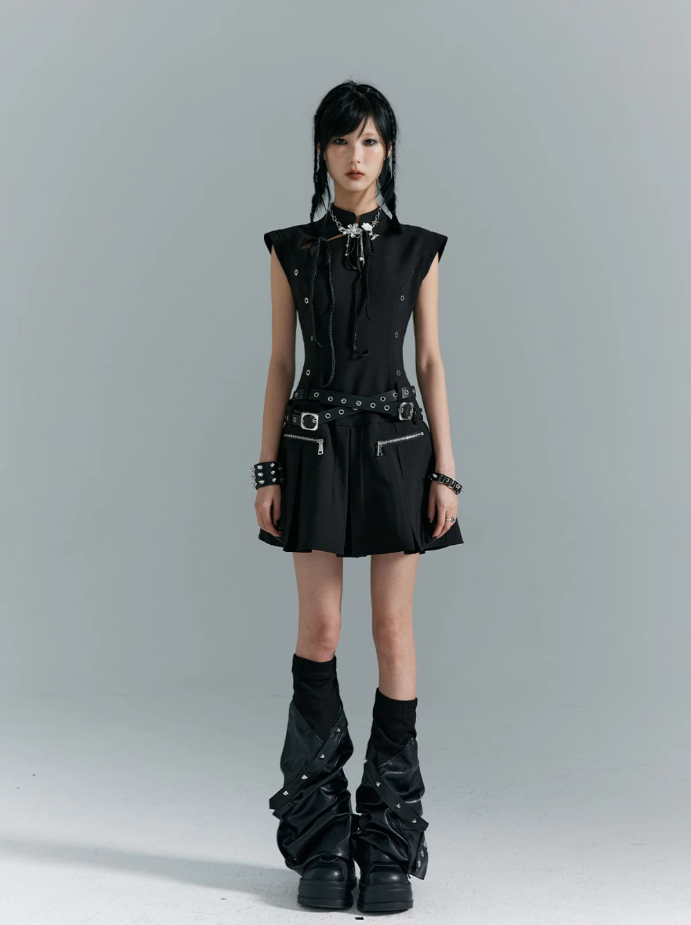 Frustration Garden Black Gothic Punk Mini Dress