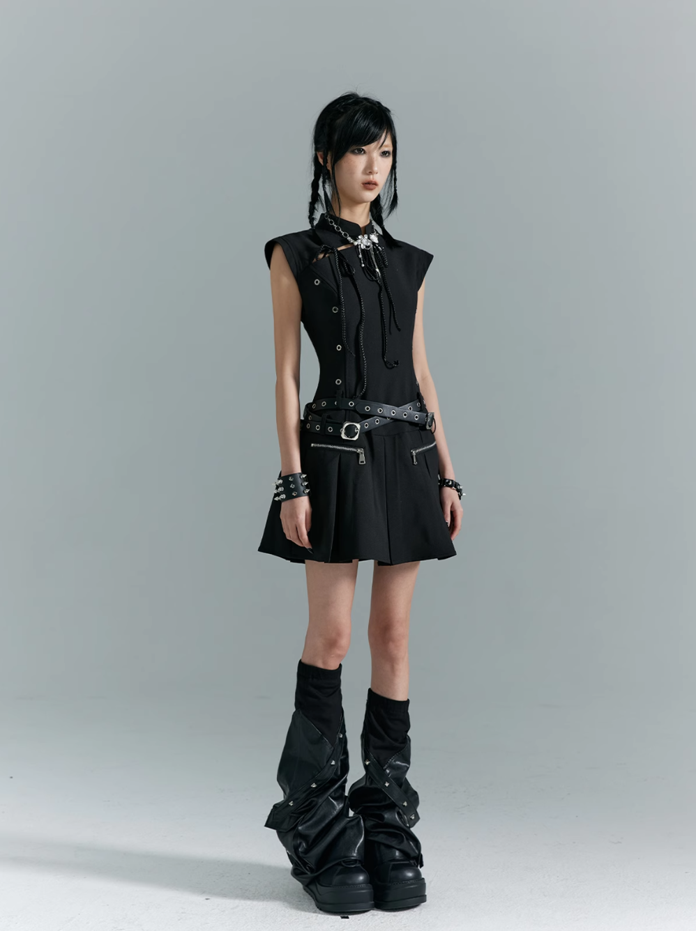Frustration Garden Black Gothic Punk Mini Dress