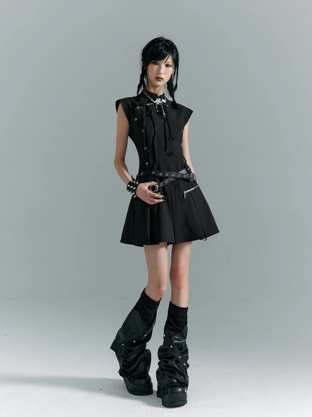 Frustration Garden Black Gothic Punk Mini Dress