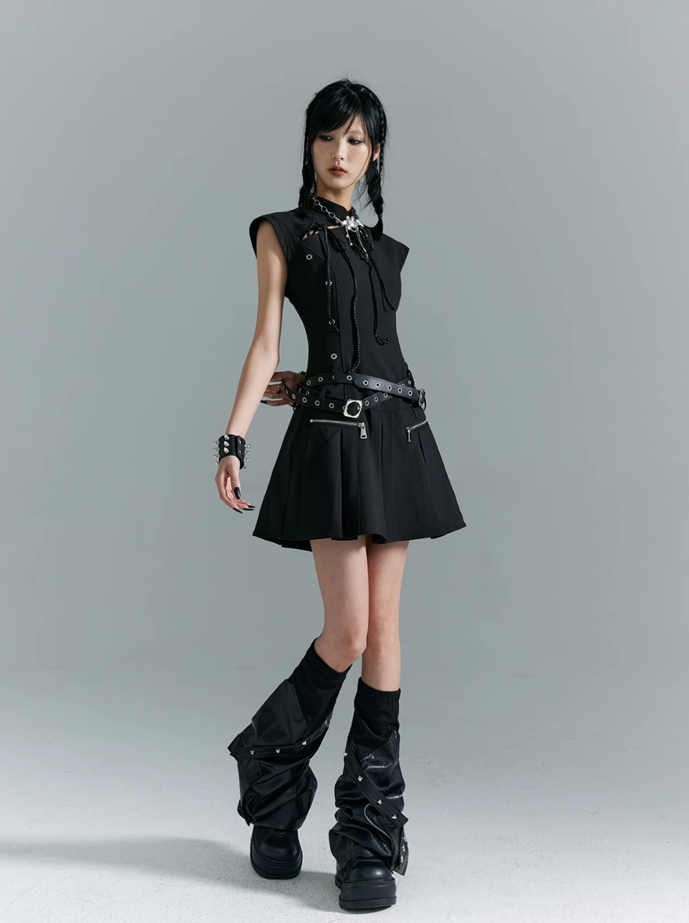 Frustration Garden Black Gothic Punk Mini Dress