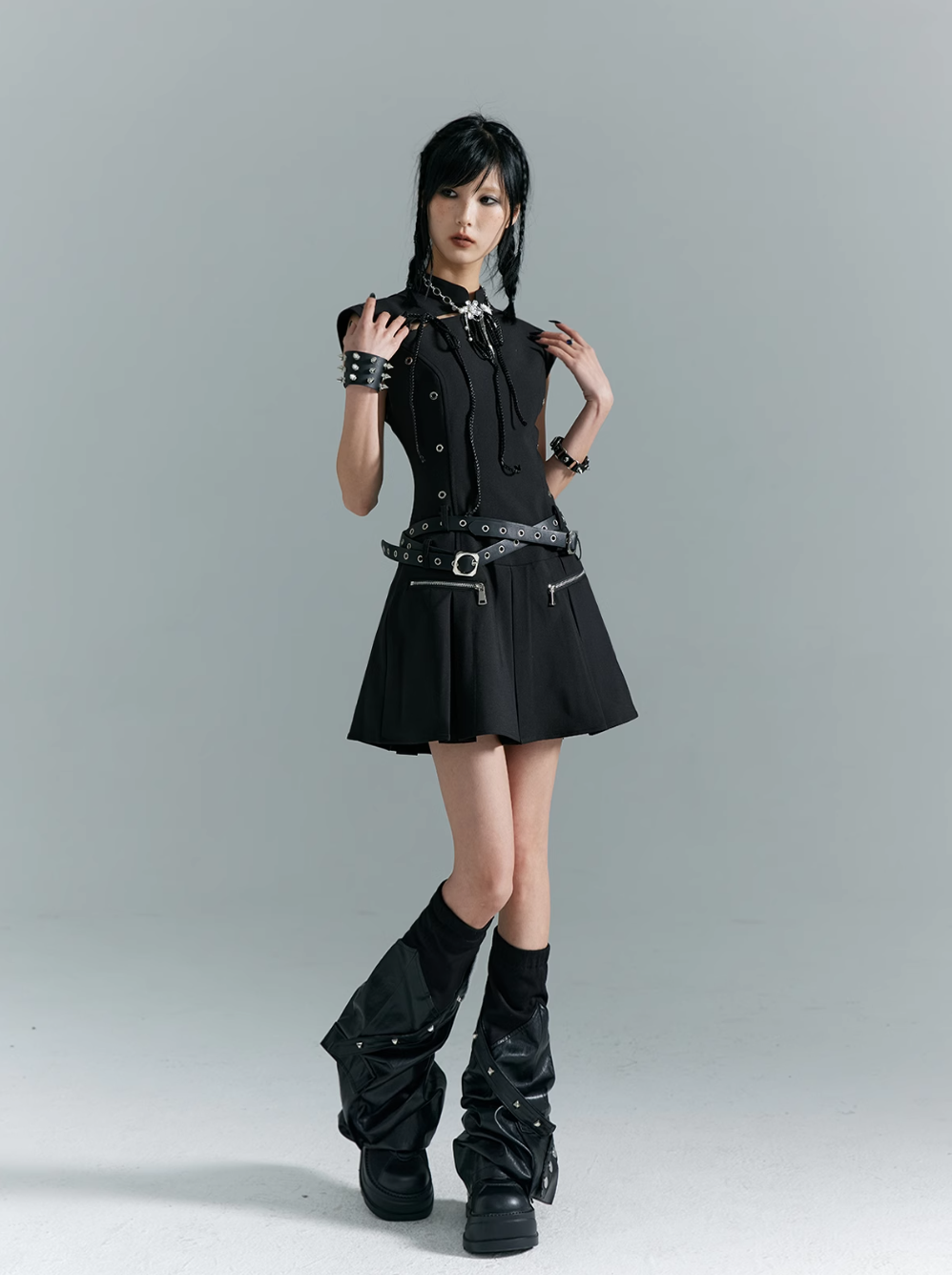 Frustration Garden Black Gothic Punk Mini Dress