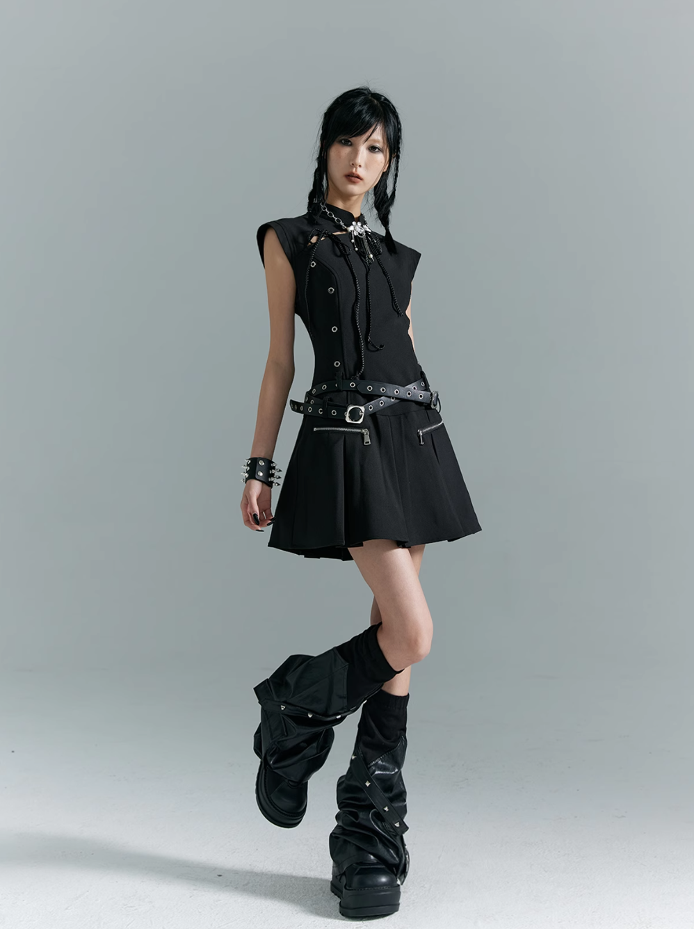 Frustration Garden Black Gothic Punk Mini Dress