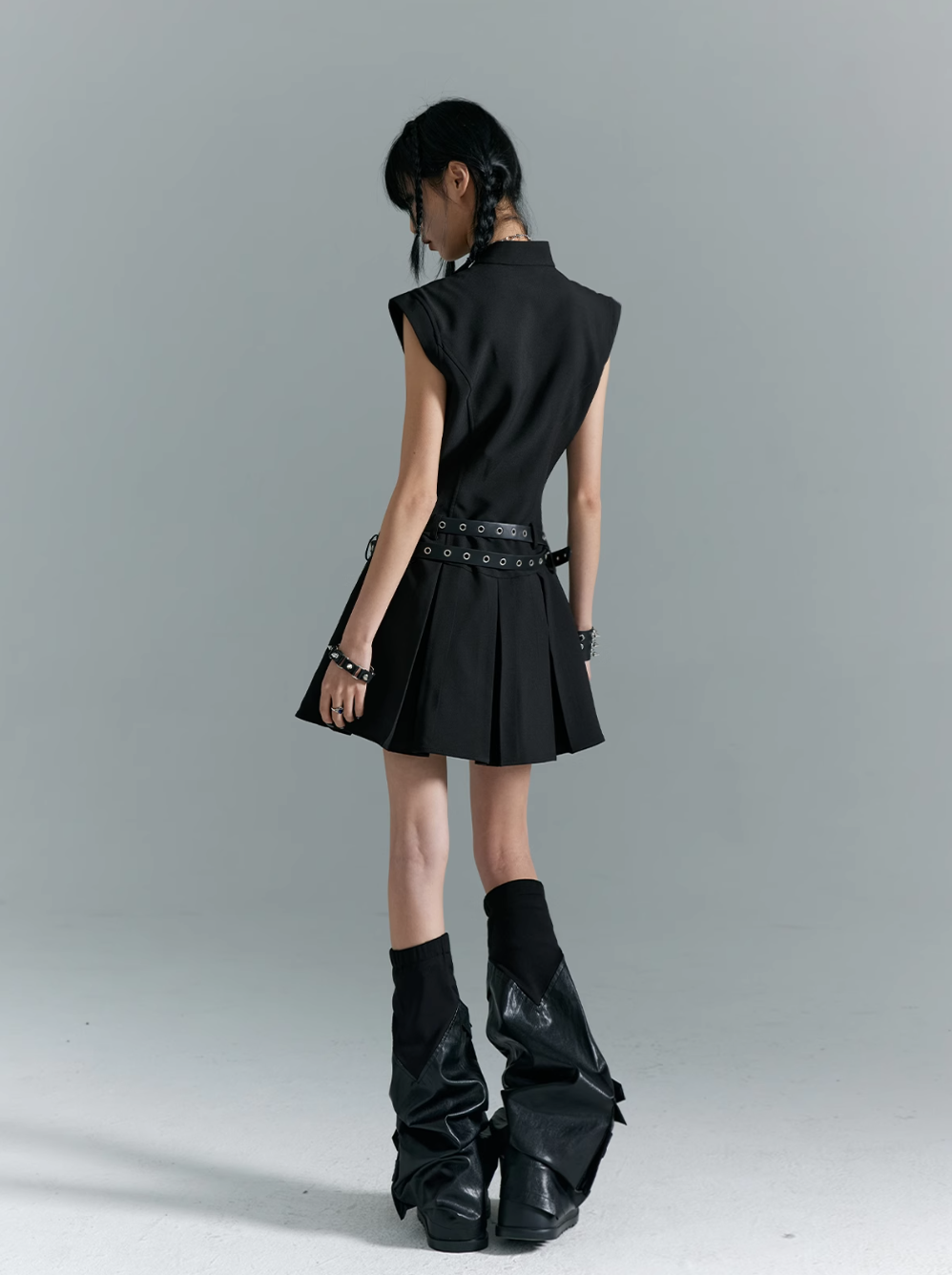 Frustration Garden Black Gothic Punk Mini Dress