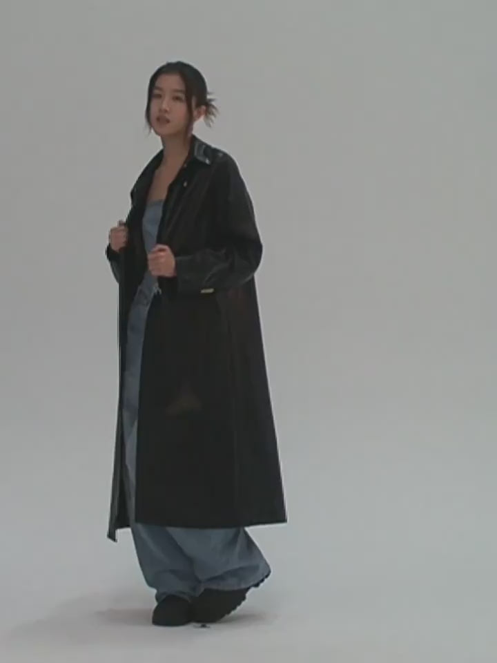 Oversized Black Hooded Leather-Look Coat