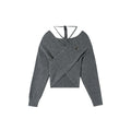 Grey Crossed Knit Halter Top