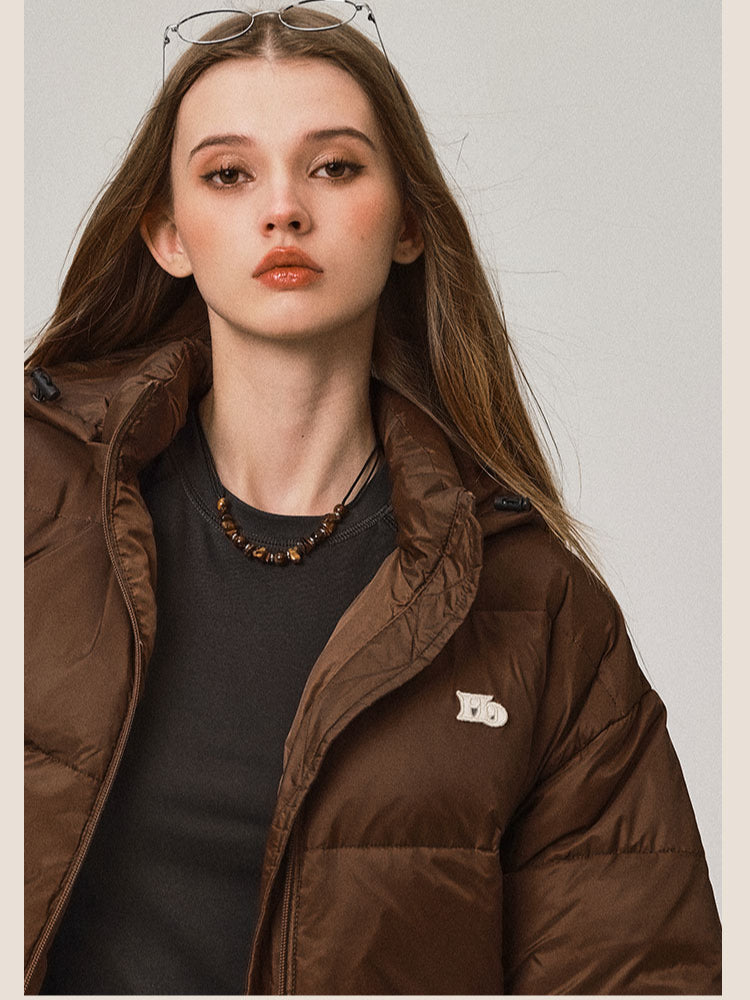 Stand Collar Hooded Short Down Jacket