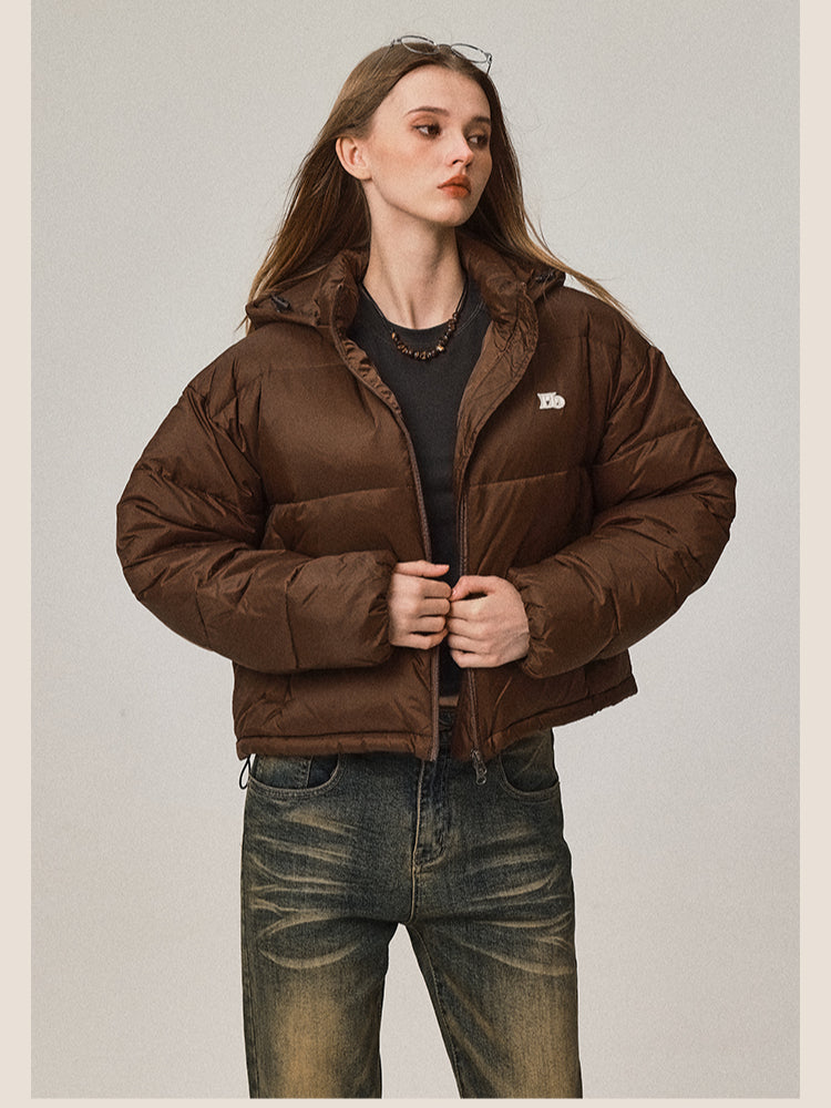 Stand Collar Hooded Short Down Jacket