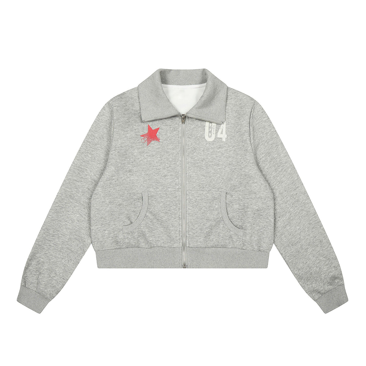 Star & 04 Graphic Zip-Up Sweatshirt