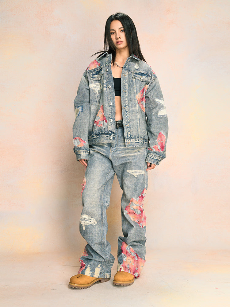 YAD Crew Lace-Embroidered Wide-Leg Jeans