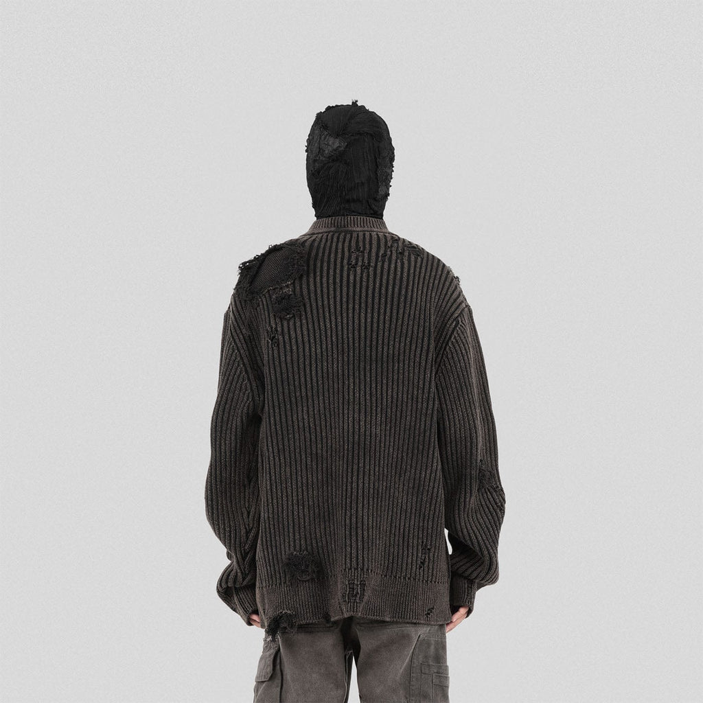 Distressed Ribbed Sweater
