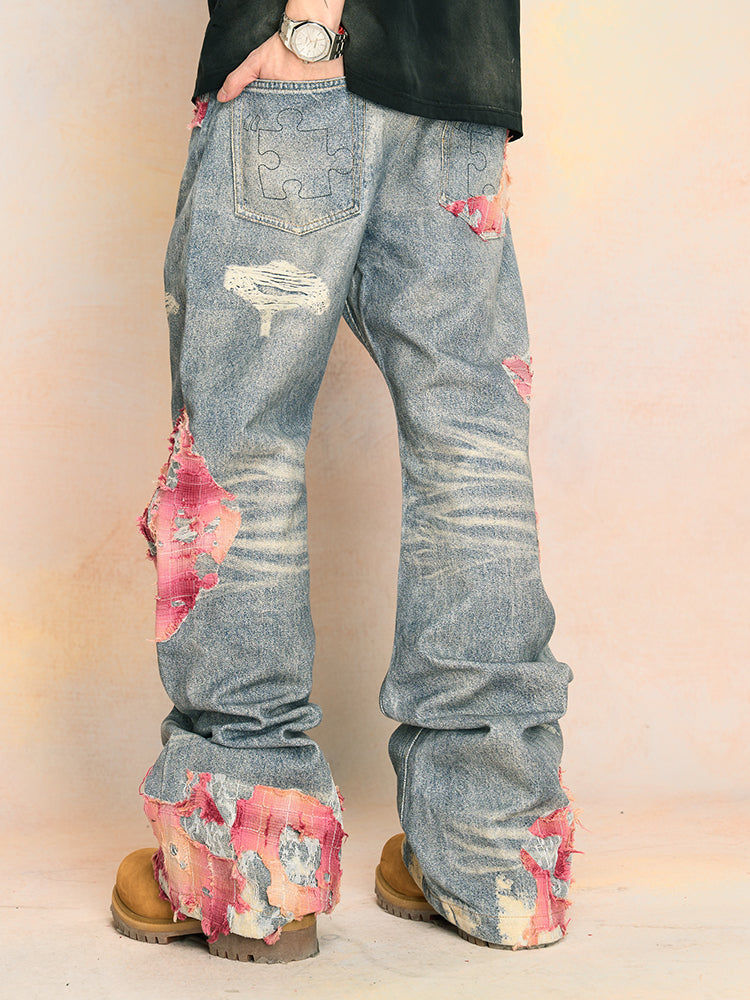 YAD Crew Lace-Embroidered Wide-Leg Jeans
