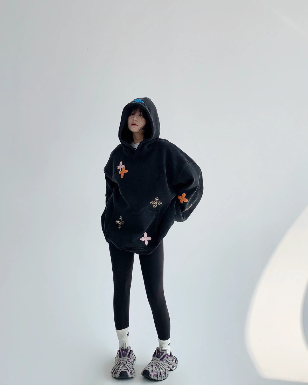 Midnight Bloom Oversized Petal Hoodie