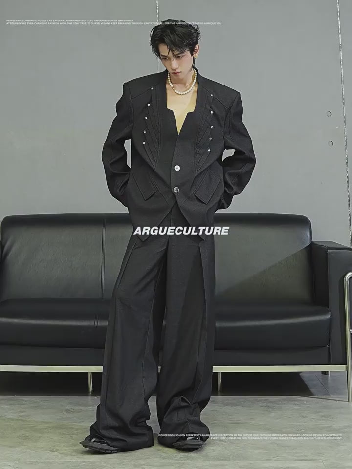 Oversized Black Wide-Leg Suit