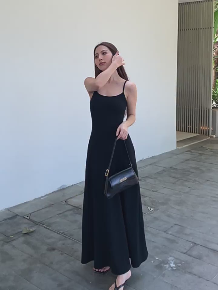 Black Spaghetti-Strap Maxi Dress