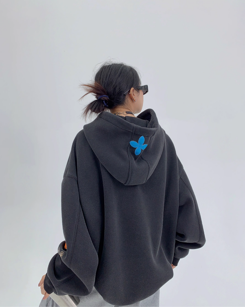Midnight Bloom Oversized Petal Hoodie