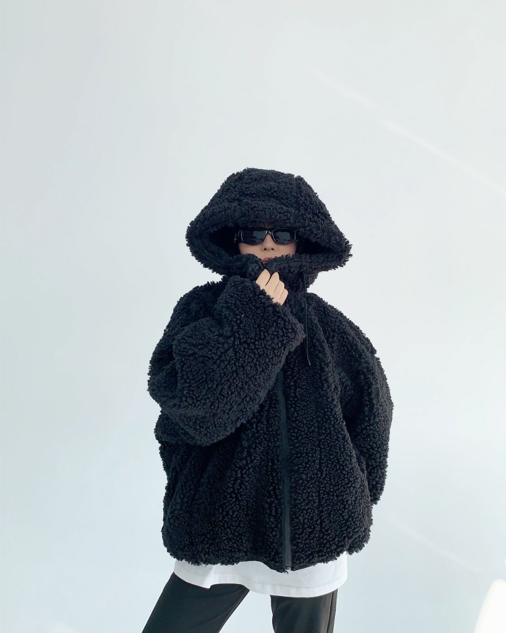 Midnight Plush Teddy Zip Hoodie