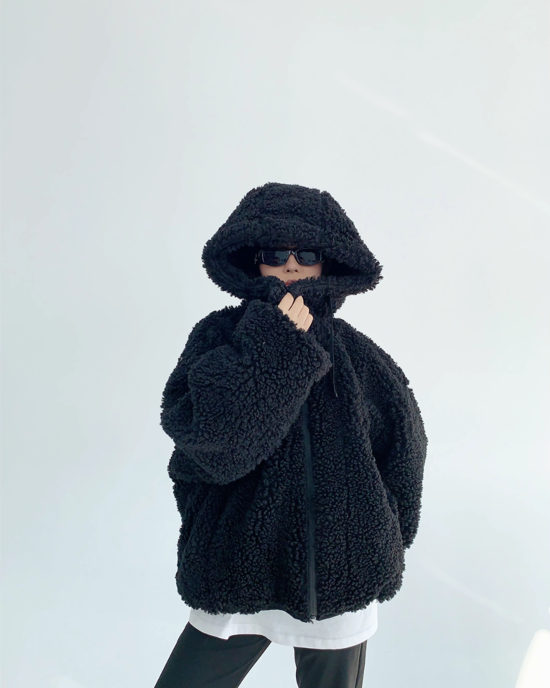 Midnight Plush Teddy Zip Hoodie