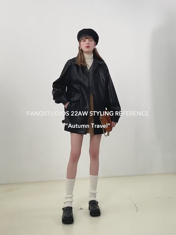 Black Retro-Style Eco-Friendly Pu Leather Moto Jacket