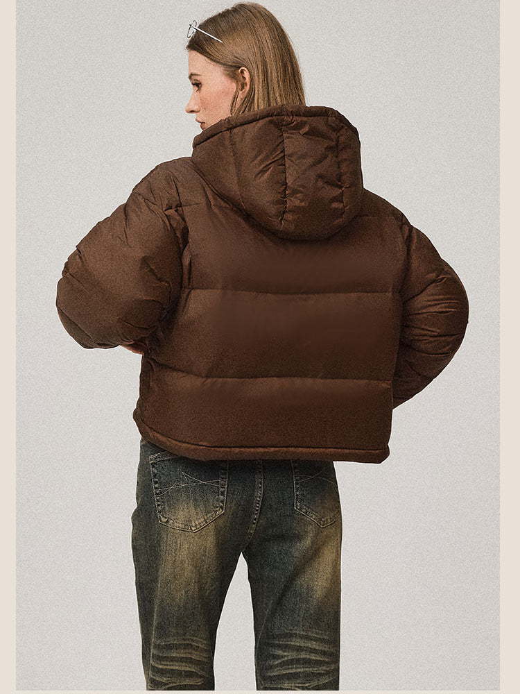 Stand Collar Hooded Short Down Jacket