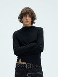 Asymmetric High Neck Slim Sweatshirt