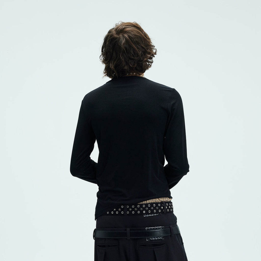 Asymmetric High Neck Slim Sweatshirt