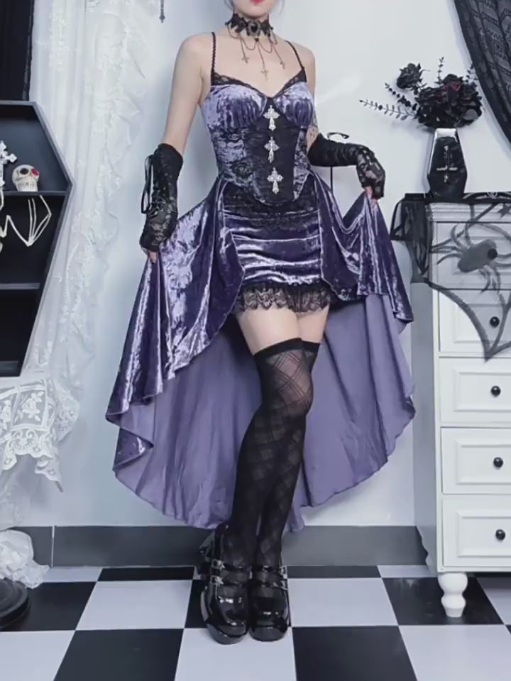 Purple Corset Dress or Black Lace Bolero
