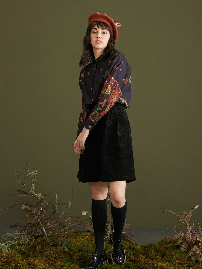 Enchanted Forest Deer Embroidered Blouse