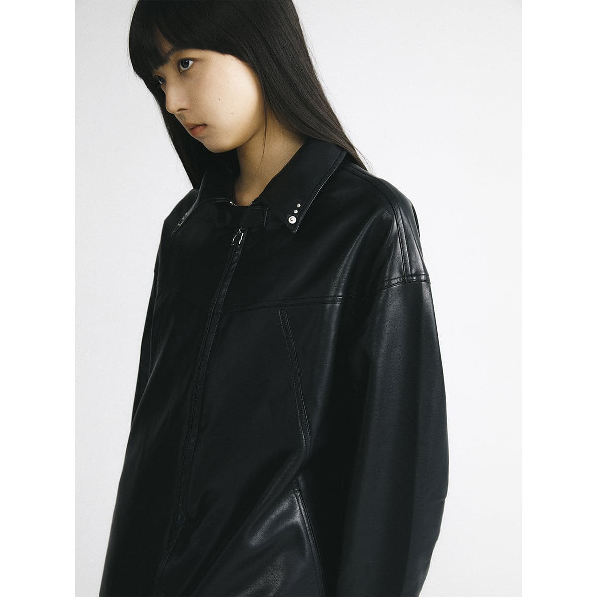 Oversized Black Hooded Leather-Look Coat