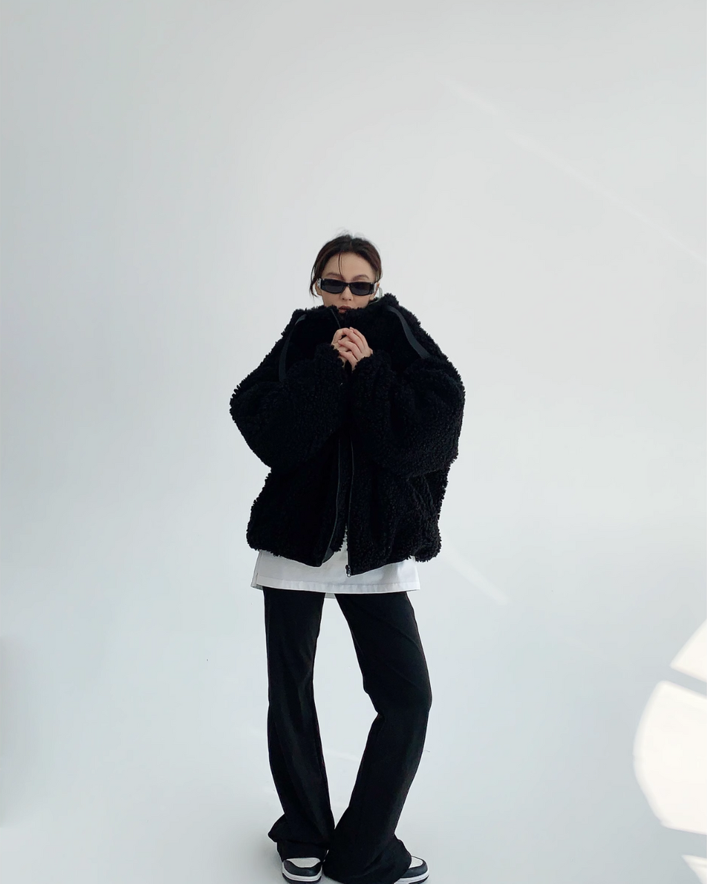 Midnight Plush Teddy Zip Hoodie
