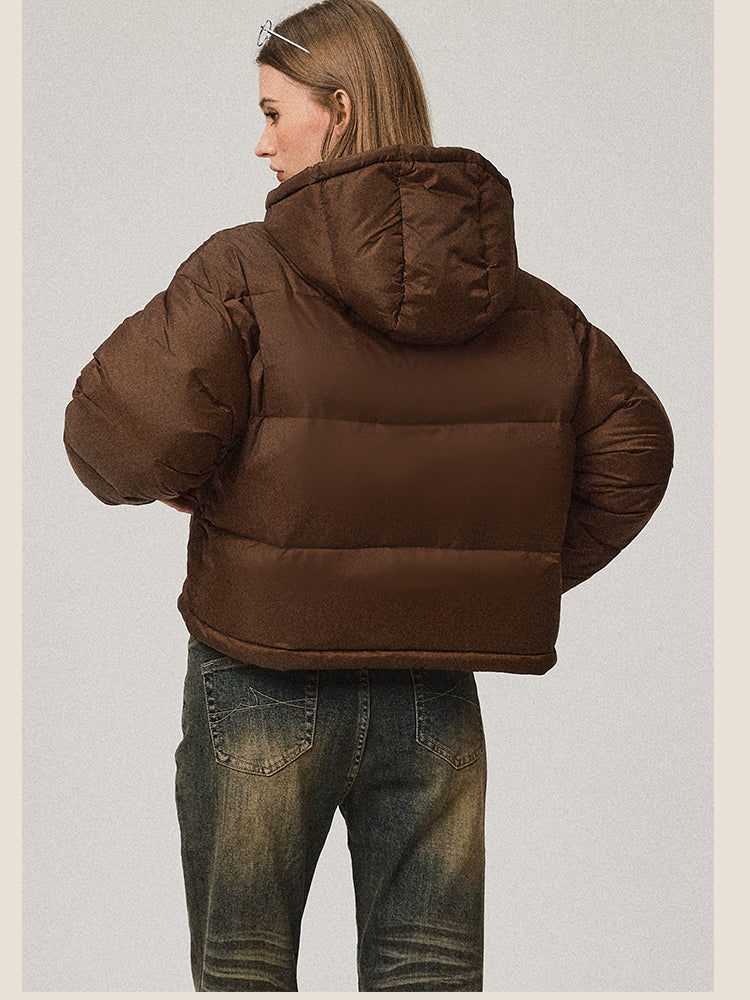 Stand Collar Hooded Short Down Jacket