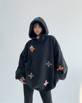 Midnight Bloom Oversized Petal Hoodie