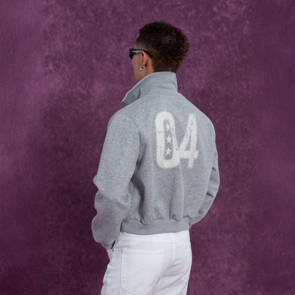 Star & 04 Graphic Zip-Up Sweatshirt