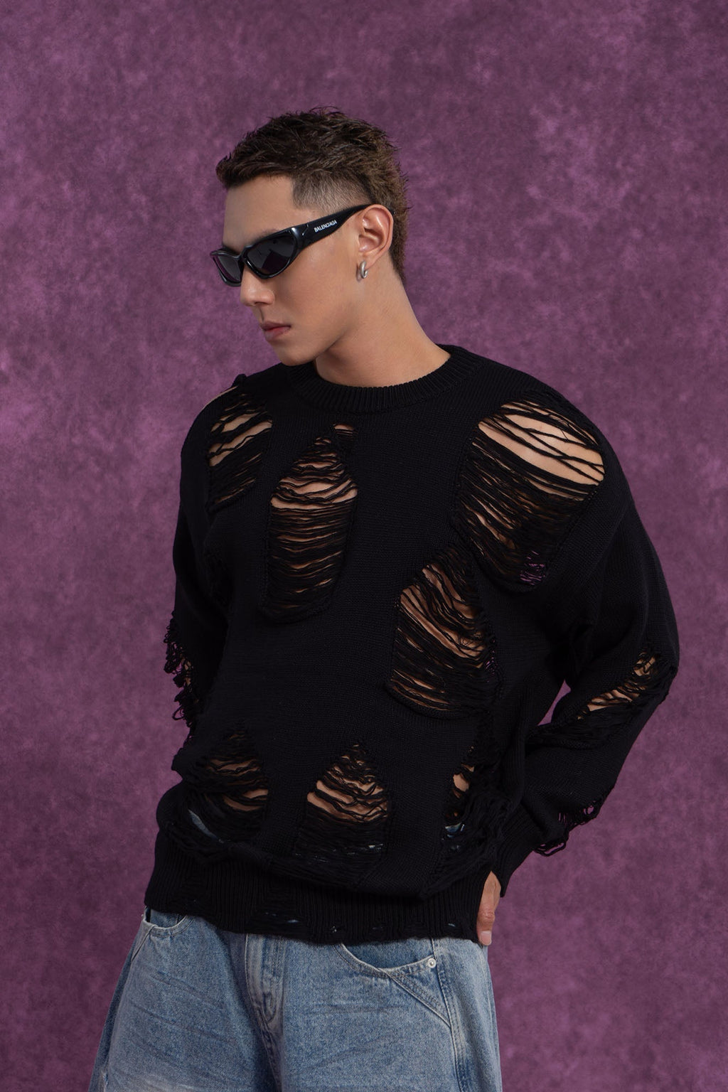 Distressed Oversized Knit Sweater
