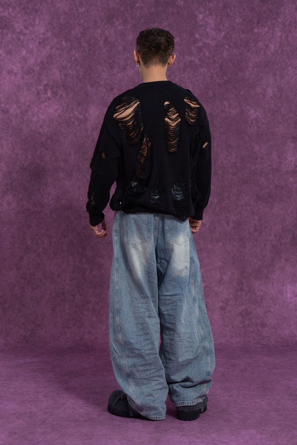 Distressed Oversized Knit Sweater
