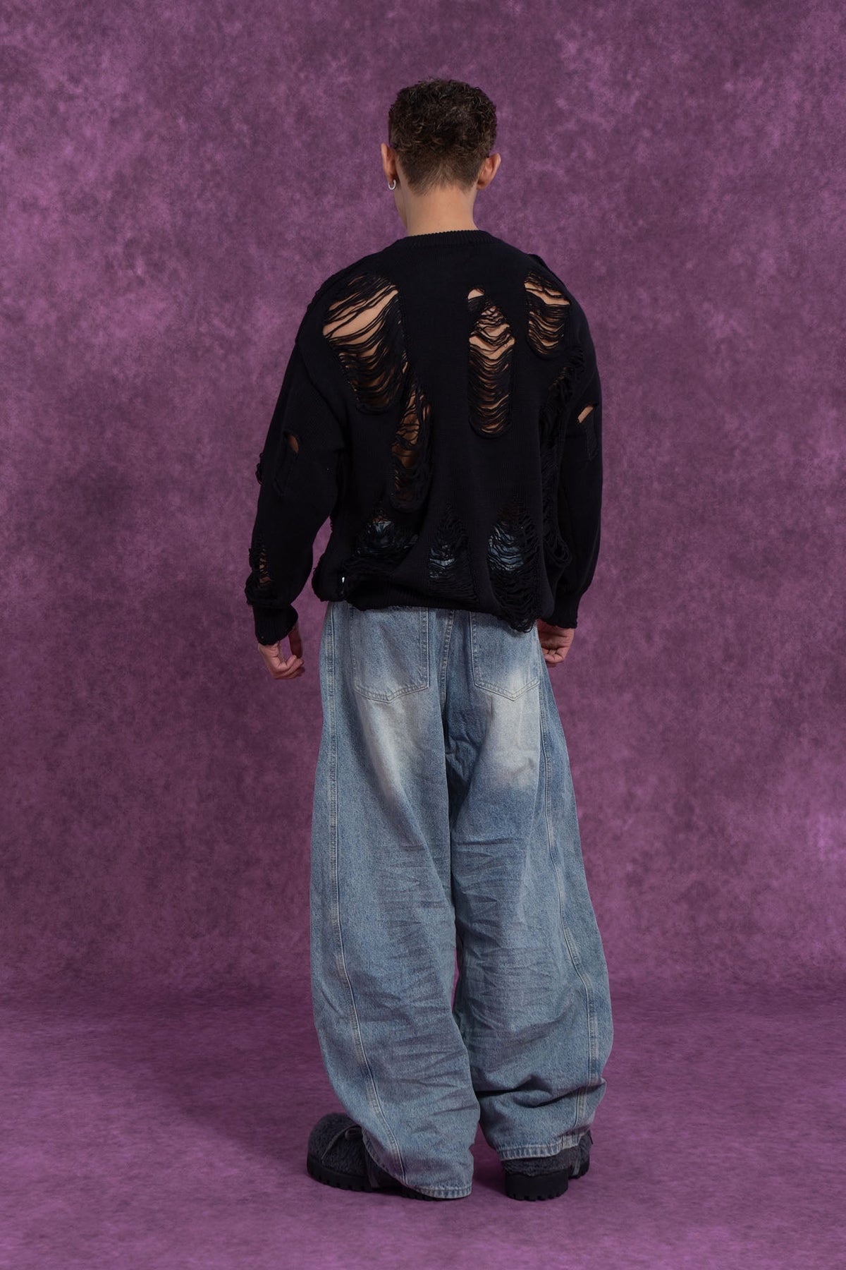 Distressed Oversized Knit Sweater