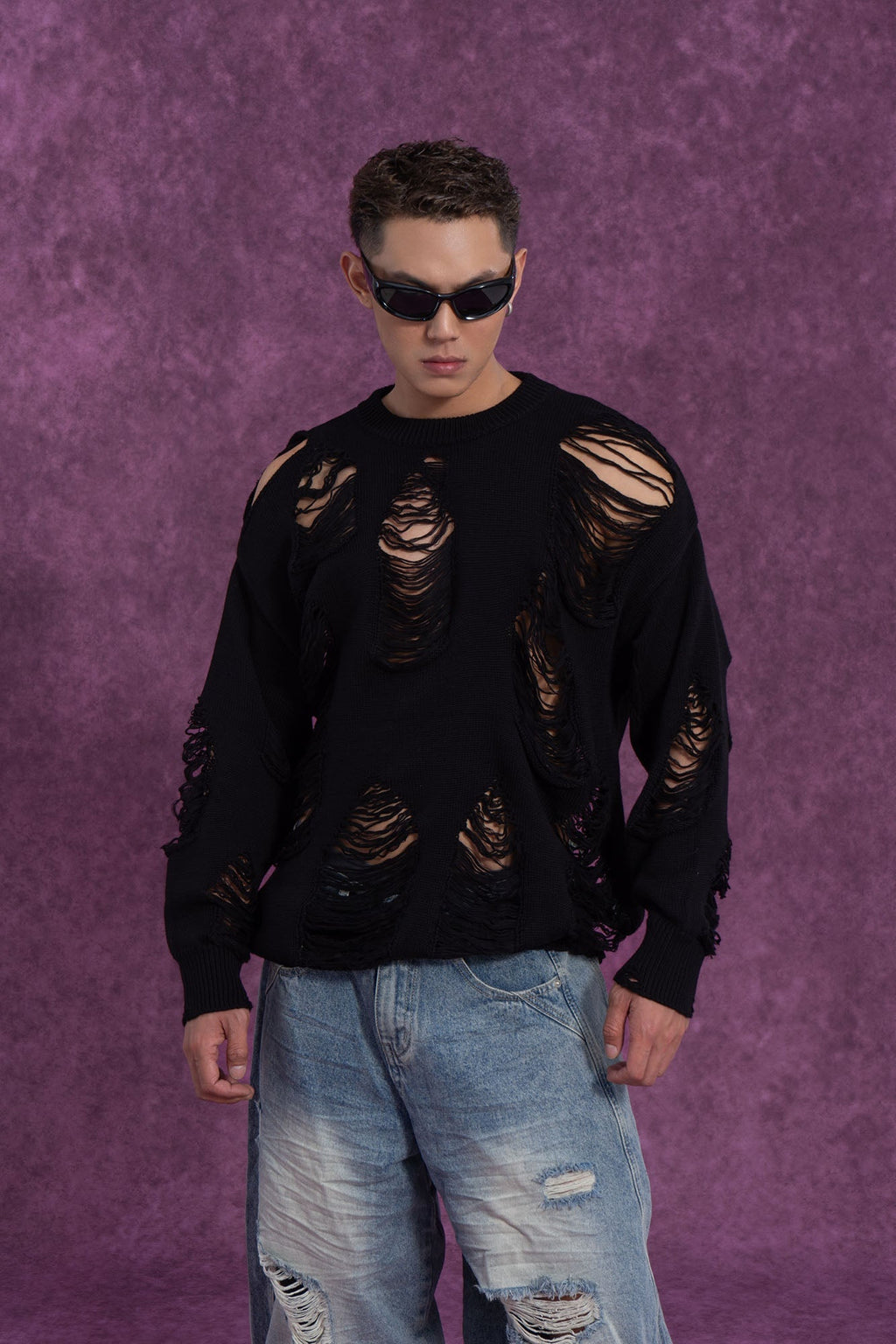 Distressed Oversized Knit Sweater